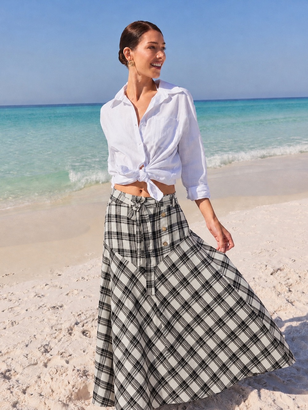 Free People After You Set Plaid Maxi Skirt | S - Picture 1 of 10